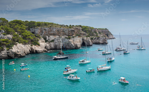 Views of Cala Macarella, in the municipality of Ciutadella de Menorca, Menorca, Spain photo