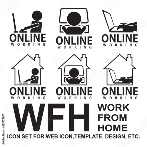 work from home icon set bundle vector