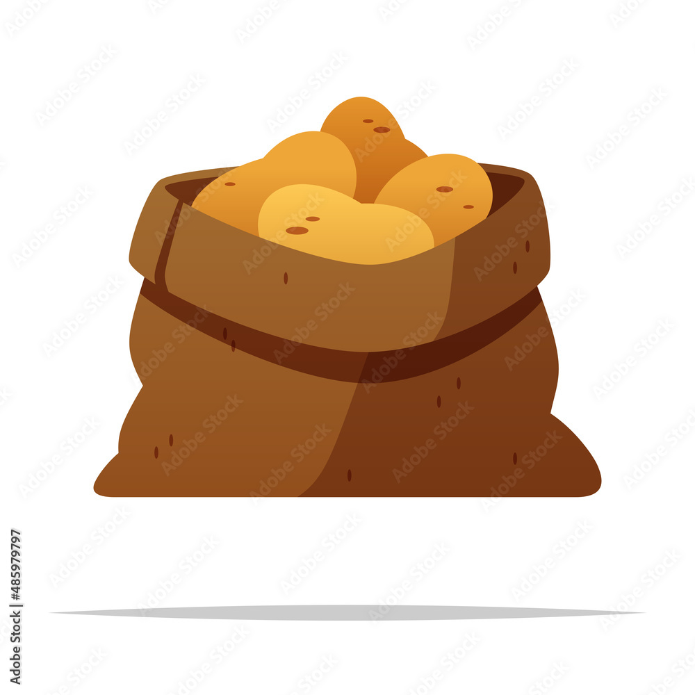 Potatoes in burlap sack vector isolated illustration Potatoes in burlap sack vector isolated illustration