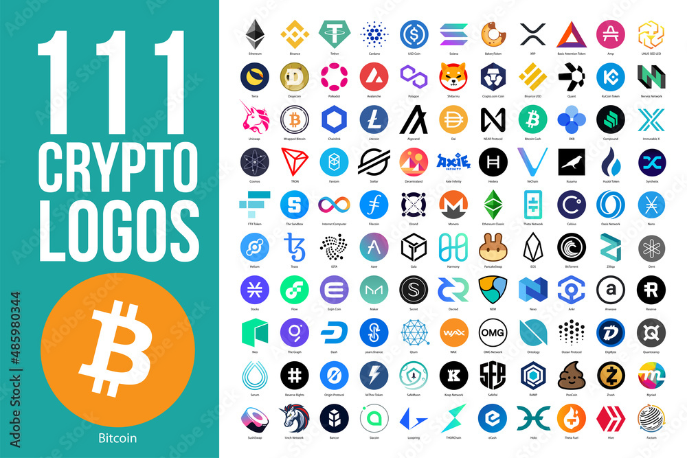 Dhaka, Bangladesh - February 6, 2022. Set of 111 Cryptocurrency Logos ...