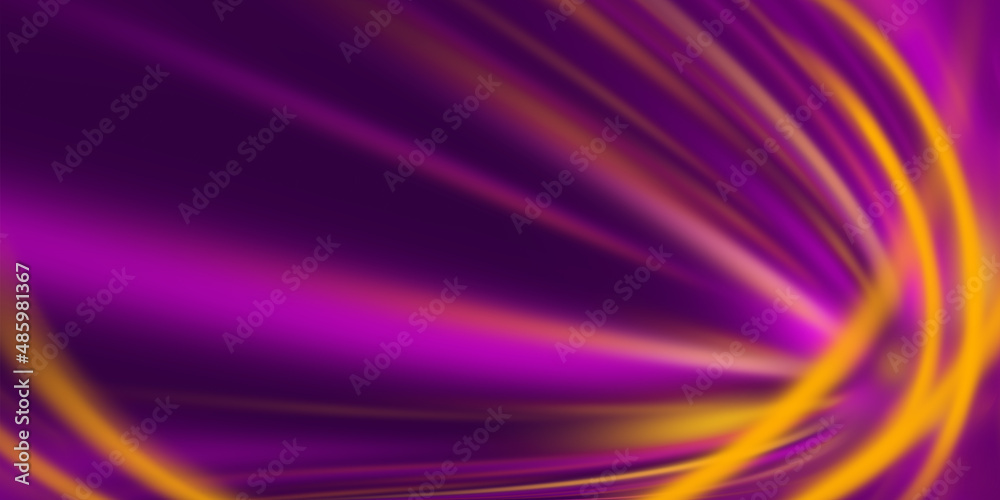 Fototapeta premium Bright abstract background. Velvet violet background, yellow neon waves, glow. The Biggest Color Trends