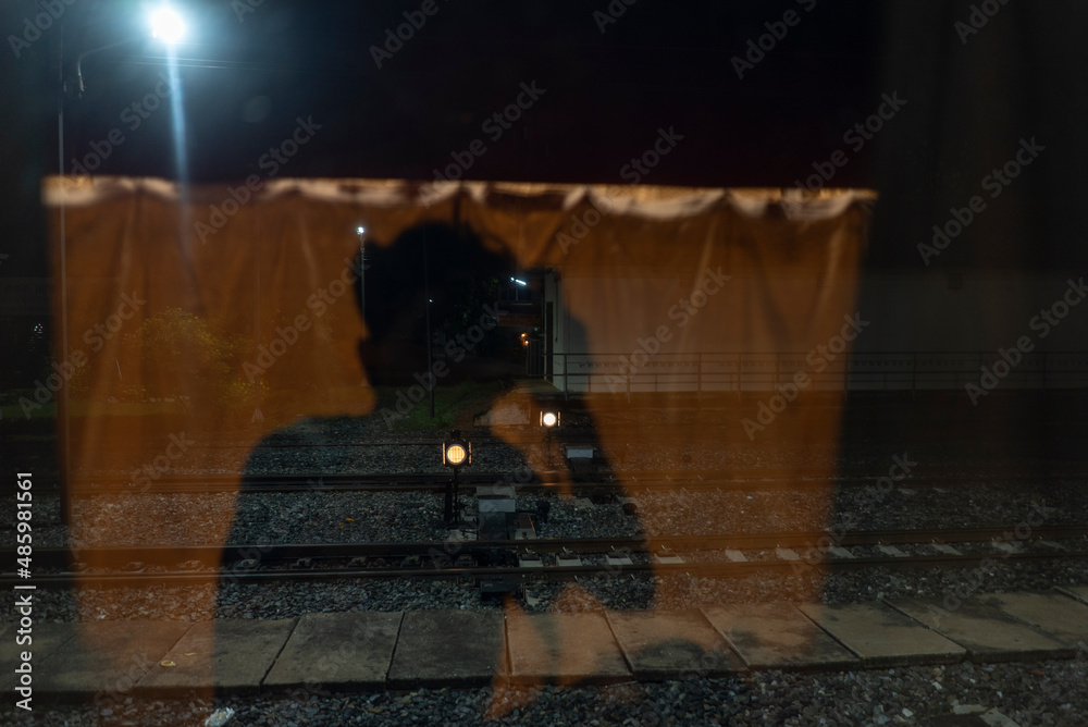 Obraz premium Reflection in the mirror from the train carriage