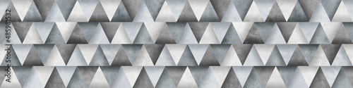 Triangles pattern and cement texture decorative design, 3d illustration retro background.