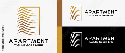 building or apartment logo design template with creative and simple concept in line art. premium vector logo illustration