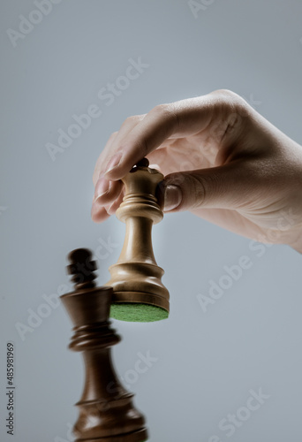 Player defeating his opponent and winning at chess