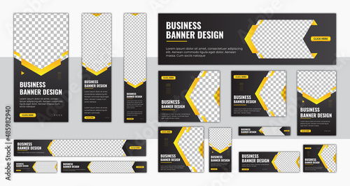 Abstract banner design web template Set, Horizontal header web banner. Modern cover header background for website design.