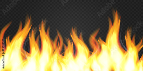 Flames with horizontal repetition on a transparent background.