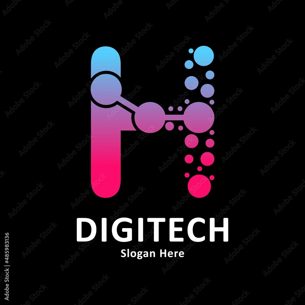 Abstract Letter h with molecule element and dots connection vector design logo. Suitable for biotechnology molecule atom DNA chip symbol, Medicine, science, technology, laboratory, electronics Abstract Letter h with molecule element and dots connection vector design logo. Suitable for biotechnology molecule atom DNA chip symbol, Medicine, science, technology, laboratory, electronics