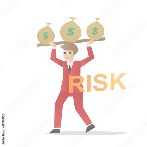 Risk and money investment management,Businessmen bear the volatility and risks,pressure and expectations on invest,Vector illustration.