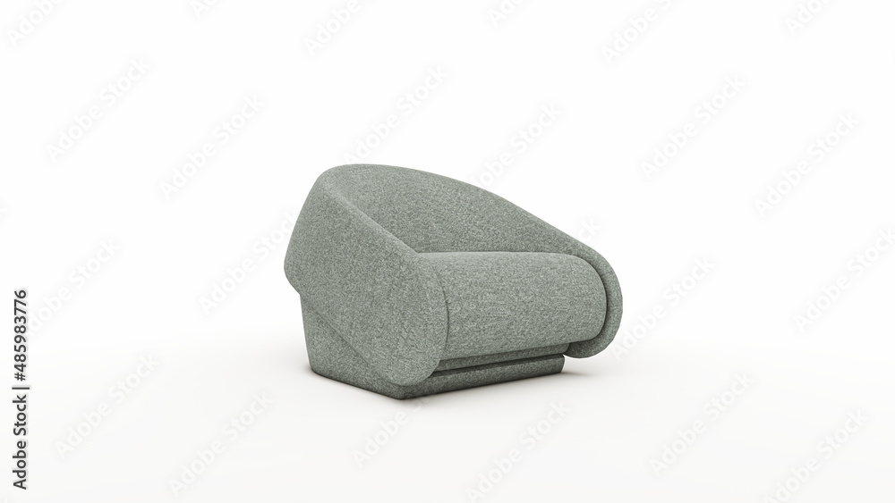 Gray Single Sofa Side View on White Background Copy-Space Gray Single Sofa Side View on White Background Copy-Space