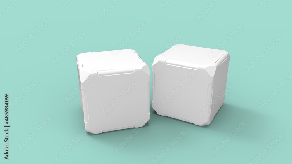 Obraz premium 3D rendering of a small loot box pachaging blank empty template isolated in a studio background.
