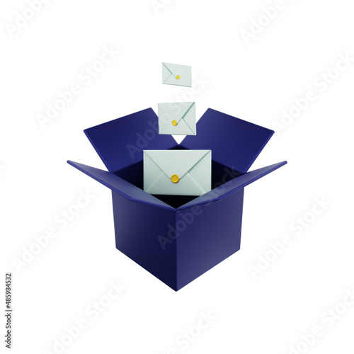 3d rendering box containing email