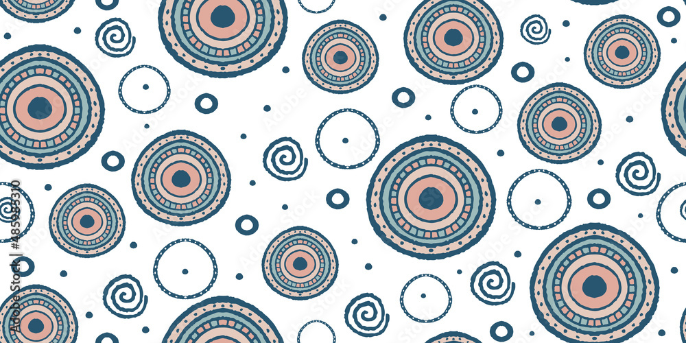 Fototapeta premium Set of tribal style hand drawn circle symbol patterns. Good for textiles, paper, wallpaper, headbands and web pages. Vector illustration. Abstract geometric print art.