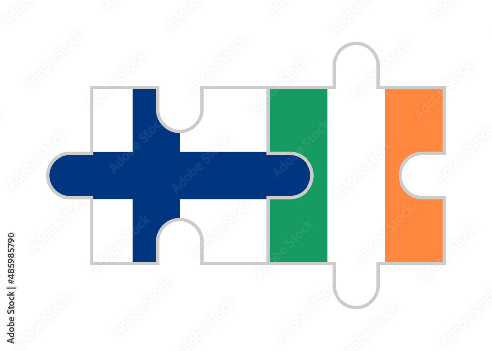 Obraz premium puzzle pieces of finland and ireland flags. vector illustration isolated on white background
