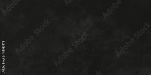 油絵抽象アート背景）黒とグレー 壁 ドライ キャンバスのテクスチャ 横長バナー コピースペース 夜
