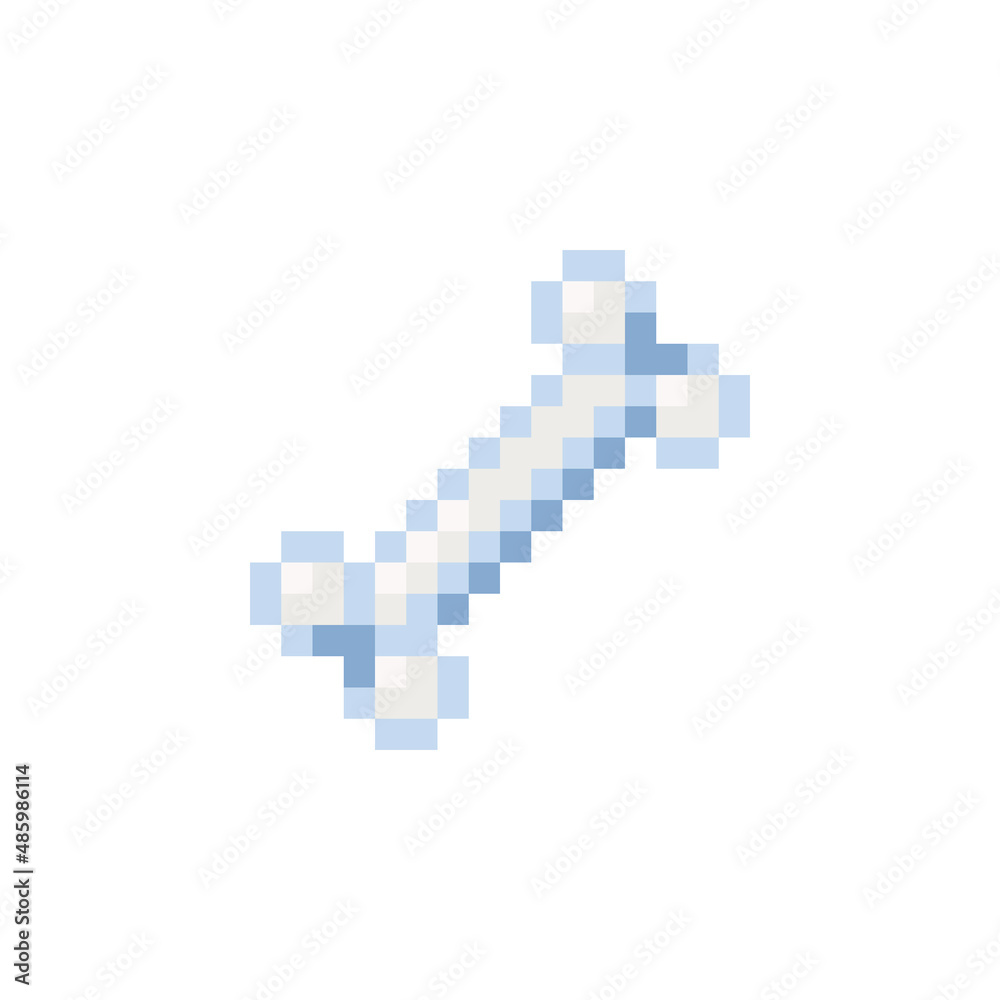 Human bones pixel art icon. Isolated vector illustration. Design stickers, logo, app, anatomy, science, medicine, education. 8-bit. Human bones pixel art icon. Isolated vector illustration. Design stickers, logo, app, anatomy, science, medicine, education. 8-bit.