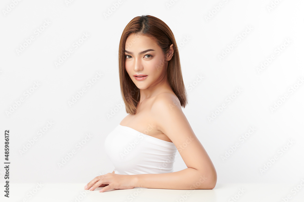 Beautiful young asian woman with clean fresh skin on white background, Face care, Facial treatment, Cosmetology, beauty and spa, Asian women portrait. Beautiful young asian woman with clean fresh skin on white background, Face care, Facial treatment, Cosmetology, beauty and spa, Asian women portrait.