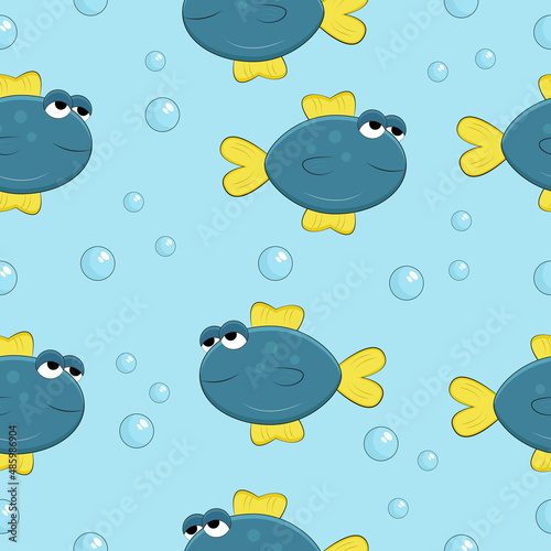 Seamless pattern with cute fish.