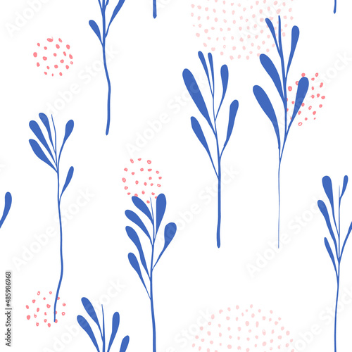 Plants are flowers for decoration of textiles, wallpapers and backgrounds. Seamless vector in soft colors.