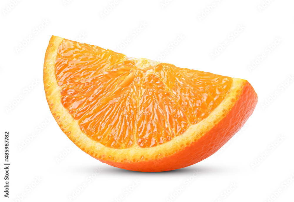 Orange fruit slice on white background. Orange fruit slice on white background.