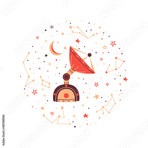 Cute children's vector illustration. Space and the universe, constellations and planets, stars and starfall