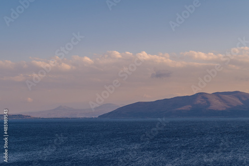Beautiful autumn view of Sevan lake with blue water, Sevan, Armenia