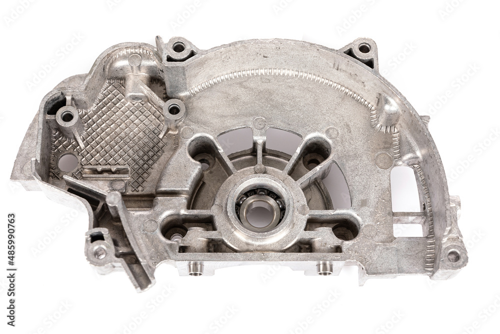 new aluminum crankcase for chainsaw on white isolated background new aluminum crankcase for chainsaw on white isolated background