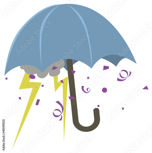 Paraguas humor día genero mujer nube parasol bastón confetti ilustración vector vectores día de la mujer diseño