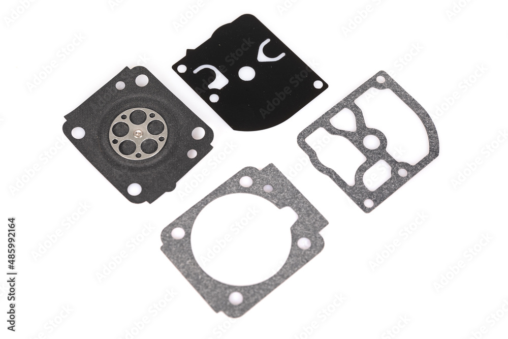 set of gaskets for gardening equipment on a white isolated background set of gaskets for gardening equipment on a white isolated background