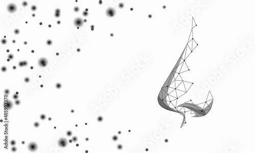 Nose 3D hay rhinitis pollen reaction. Seasonal spring pollinosis sick atopic treatment concept. Drugstore allergy poster template online vector