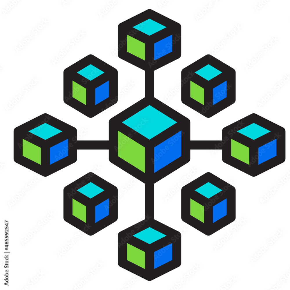 blockchain color line style icon