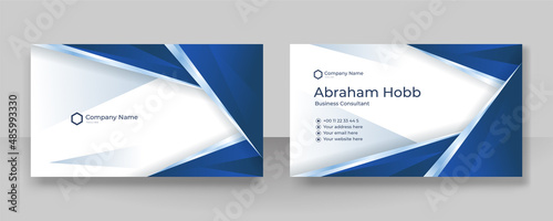 Modern creative and clean blue business card design template. Luxury elegant business card design background with trendy simple abstract geometric stylish wave lines. Vector illustration
