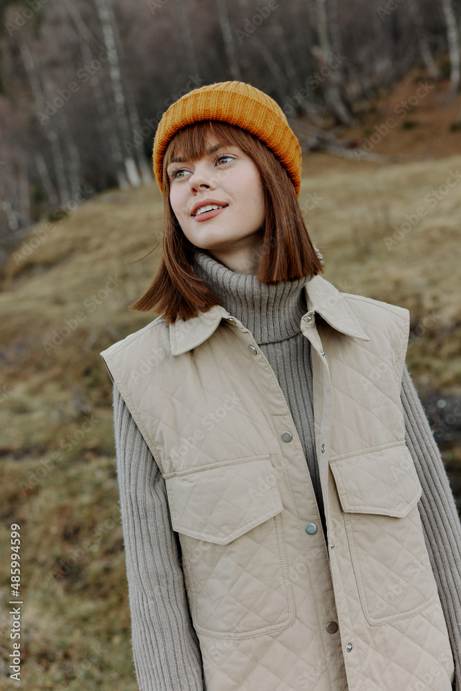 woman walk outdoors autumn weather mountains life style woman walk outdoors autumn weather mountains life style