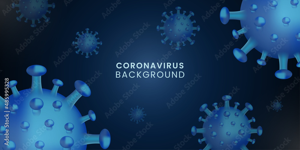 coronavirus 3d on blue background. allergy bacteria, medical healthcare. Premium Vector
