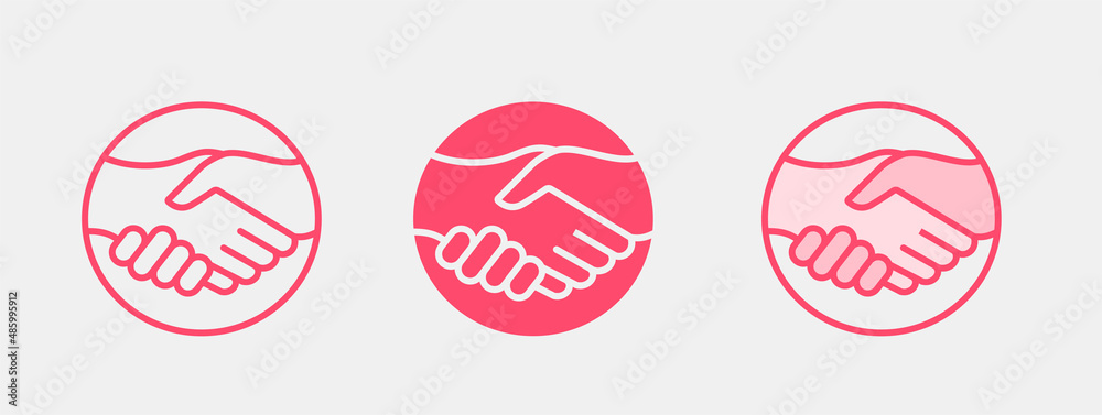 Shaking hands icon. Non profit, partnership, support logo template. Vector illustration. - obrazy, fototapety, plakaty 
