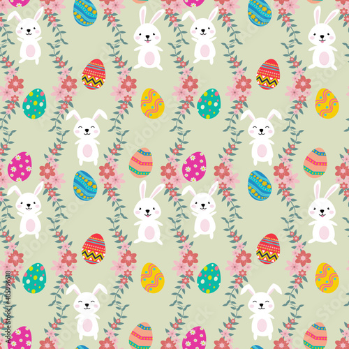 Cute rabbit seamless pattern. Creative for texture, fabric, wrapping, textile, wallpaper, apparel. Vector illustration. Easter background.