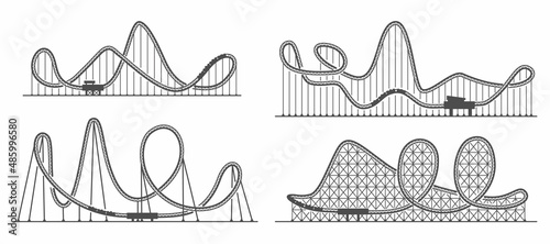Foto Rollercoaster silhouettes set
