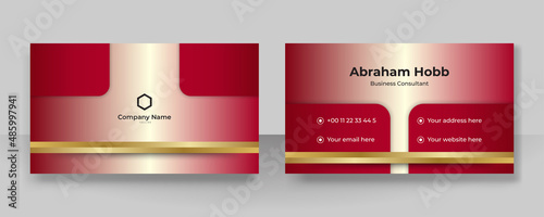 Modern elegant red gold and white business card vector background. Luxury creative clean bold business card design template. Vector illustration