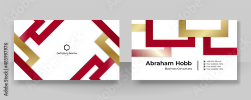 Modern elegant red gold and white business card vector background. Luxury creative clean bold business card design template. Vector illustration