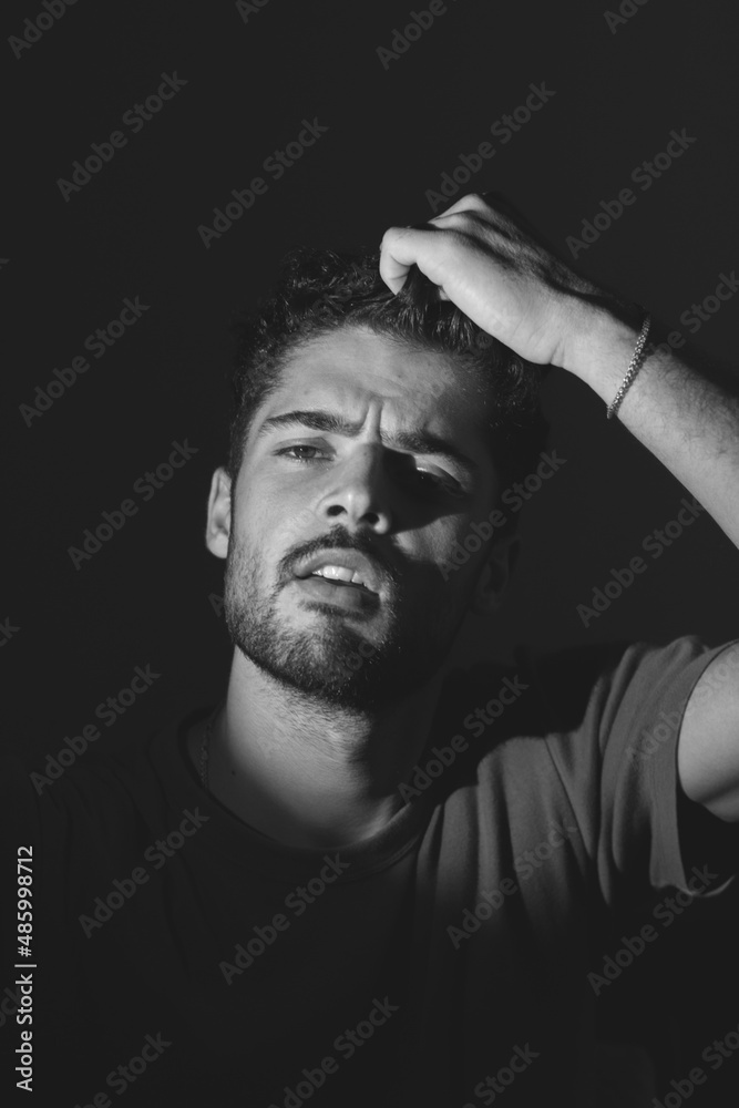 model shots of a guy in dark