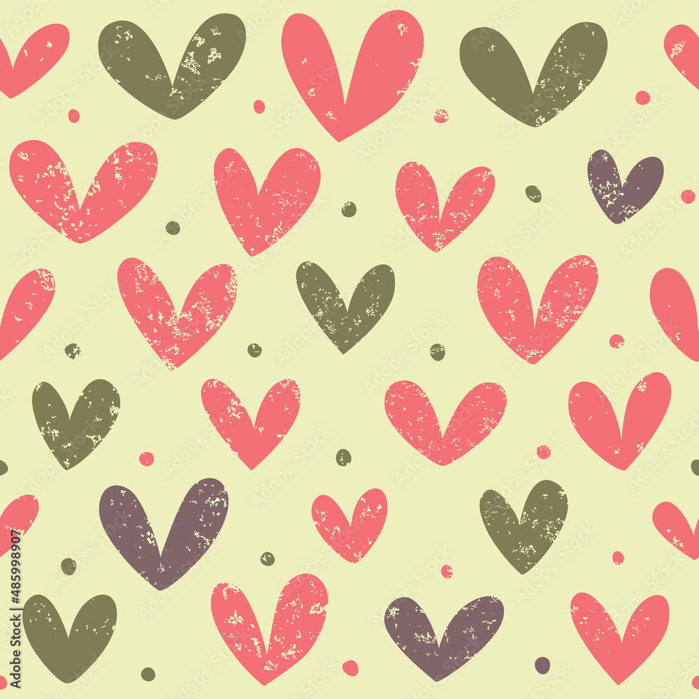 Seamless background with hearts in retro style. Seamless background with hearts in retro style.