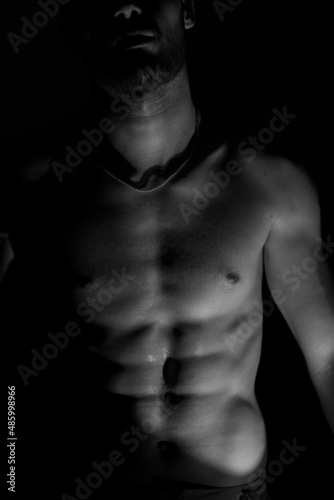 model shots of a guy with a bare torso