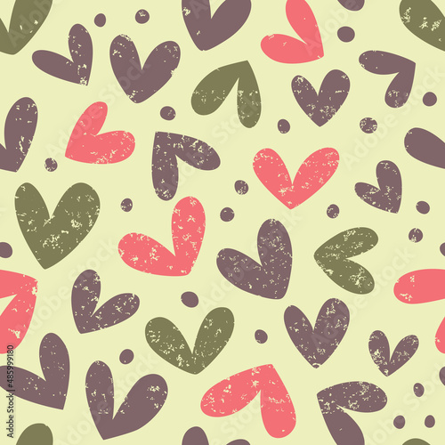 Seamless background with hearts in retro style.
