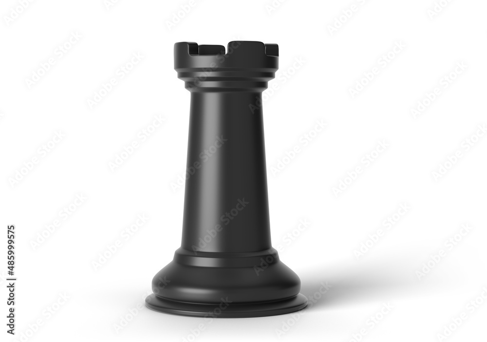 Black Chess Rook Gaming Figure isolated on white background Black Chess Rook Gaming Figure isolated on white background
