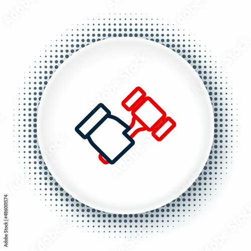 Line Auction hammer icon isolated on white background. Gavel - hammer of judge or auctioneer. Bidding process, deal done. Auction bidding. Colorful outline concept. Vector