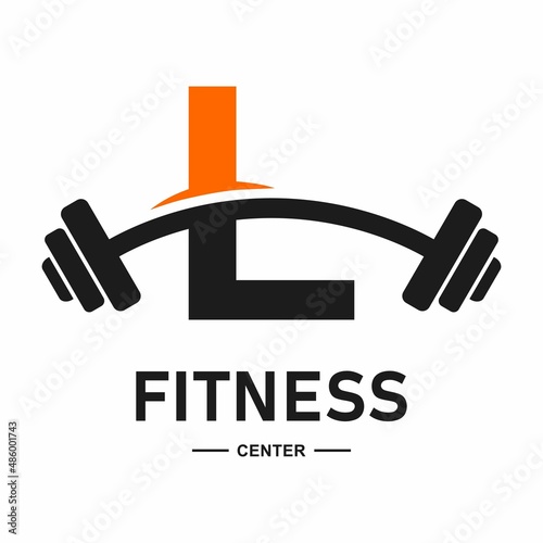 Fitness letter L  with barbell logo vector design. Suitable for business, web, sport, health, athlete and initial symbol