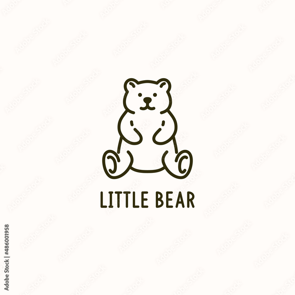 Linear drawing of a small bear. Isolated graphic image of an animal. Illustration of a toy in cartoon style. Linear drawing of a small bear. Isolated graphic image of an animal. Illustration of a toy in cartoon style.