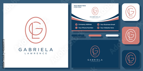Initials Letter GL LG G L Simple Monogram Elegant Business Vector Logo Design with Business Card