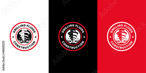 Emblem Drilling Drill Construction Industry Badge Circle Industrial Retro Simple Modern Vector Logo Design