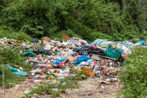 Pollution with garbage dumped in nature